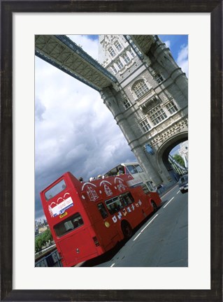 Framed Tower Bridge with Double-Decker Bus, London, England Print