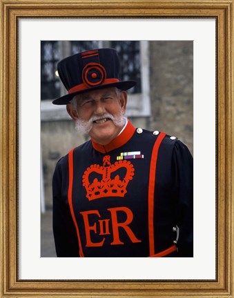 Framed Beefeater in Costume at the Tower of London, London, England Print