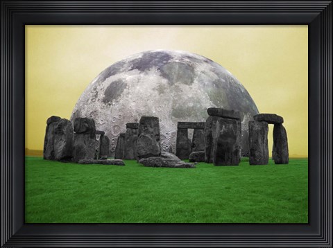 Framed Full Moon over Stonehenge, England Print