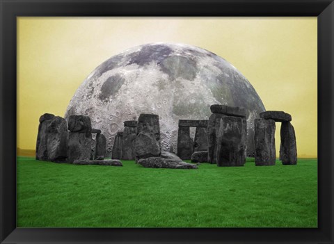 Framed Full Moon over Stonehenge, England Print