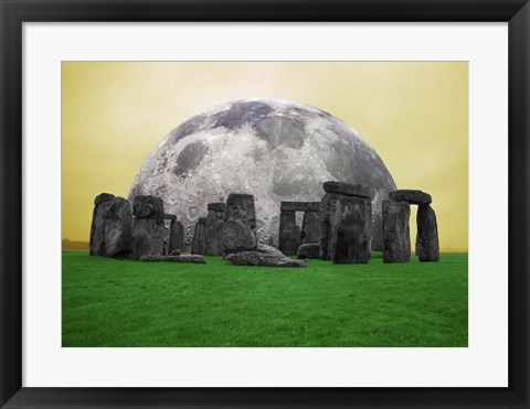 Framed Full Moon over Stonehenge, England Print