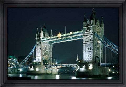 Framed Tower Bridge at Night, London, England Print