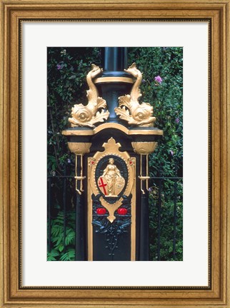 Framed Lamp Post Along the Thames in London, England Print