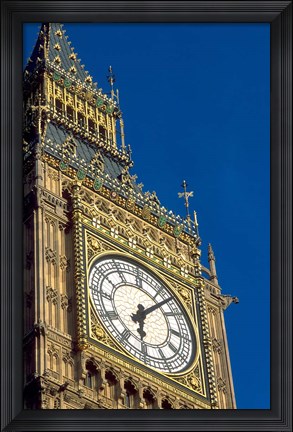 Framed Big Ben Clock Tower on Parliament Building in London, England Print
