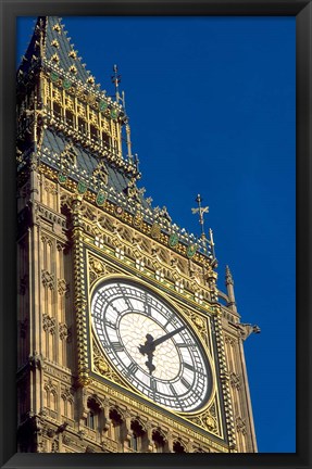 Framed Big Ben Clock Tower on Parliament Building in London, England Print