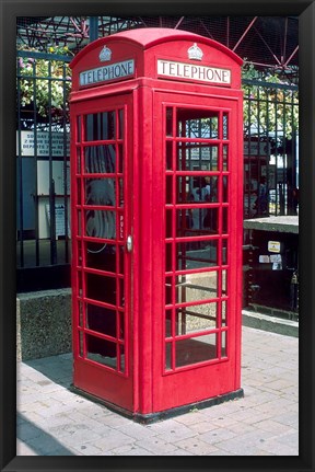 Framed Red Telephone Booth, London, England Print