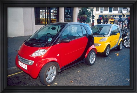 Framed Smart Cars, London, England Print