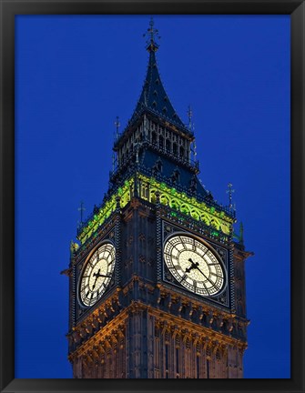 Framed Famous Big Ben Clock Tower illuminated at dusk, London, England Print