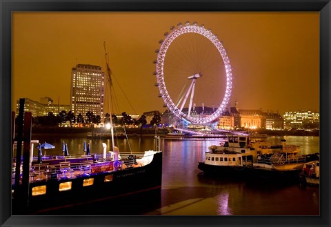 Framed England, London River Thames and London Eye Print