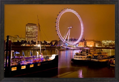 Framed England, London River Thames and London Eye Print