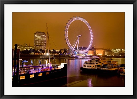 Framed England, London River Thames and London Eye Print