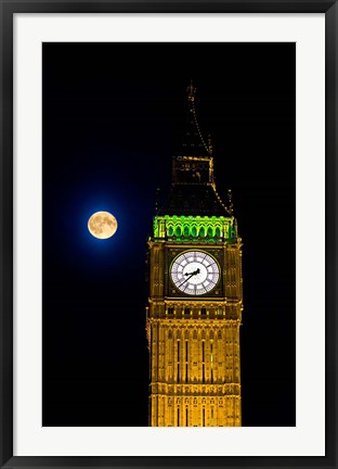 Framed London, Big Ben Clock tower, the moon Print