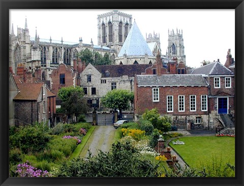 Framed Houses and Cathedral in Bath, England Print