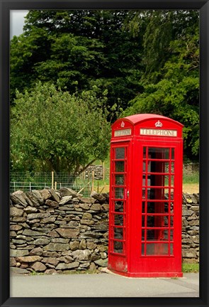 Framed England, Cumbria, Grasmere, Phone Booth Print