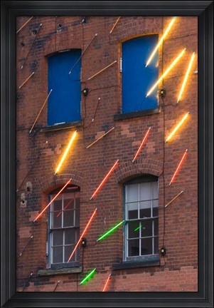 Framed Warehouse Decorated with Neon Art, Southbank, London, England Print