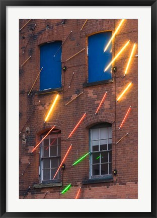 Framed Warehouse Decorated with Neon Art, Southbank, London, England Print