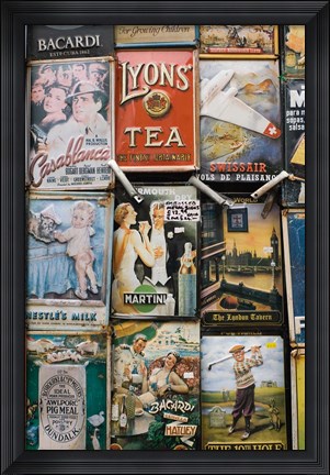 Framed Antique Enamelled Signs, Portobello Road Market, Notting Hill, London, England Print