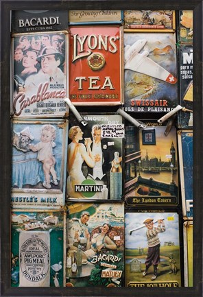 Framed Antique Enamelled Signs, Portobello Road Market, Notting Hill, London, England Print