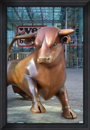 Framed Bull in Bull Ring, Birmingham, England Print