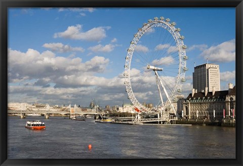 Framed England, London, London Eye and Shell Building Print