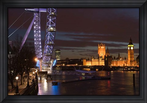 Framed Houses of Parliament and London Eye, London, England Print