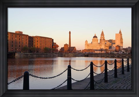 Framed Liver Building from Albert Dock, Liverpool, Merseyside, England Print
