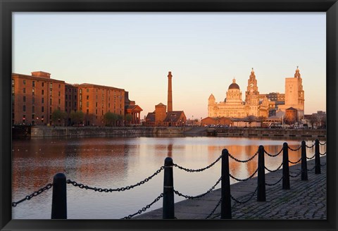 Framed Liver Building from Albert Dock, Liverpool, Merseyside, England Print