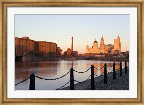 Framed Liver Building from Albert Dock, Liverpool, Merseyside, England Print