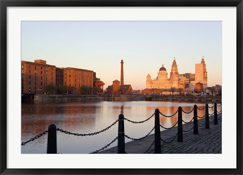 Framed Liver Building from Albert Dock, Liverpool, Merseyside, England Print