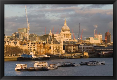 Framed North Bank of The Thames River, London, England Print