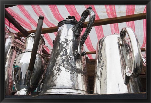 Framed Pots and Pans, Portobello Road Market, Notting Hill, London, England Print