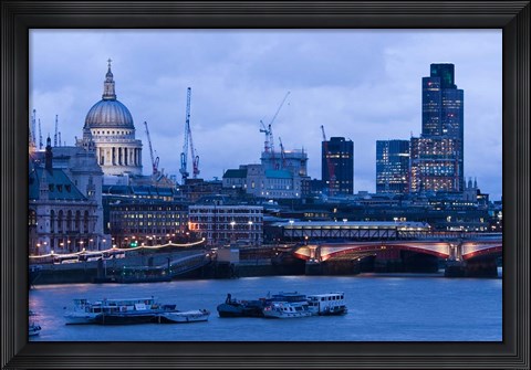 Framed View of Thames River, London, England Print