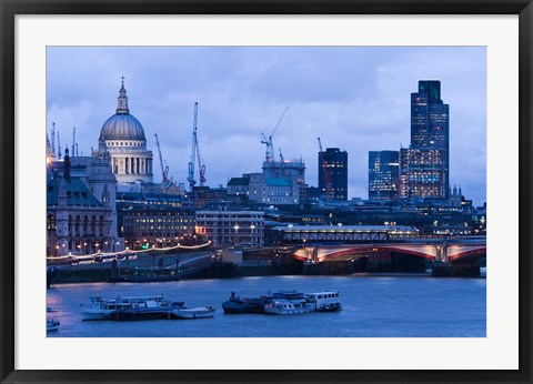 Framed View of Thames River, London, England Print