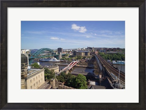 Framed View Over the Tyne Bridges, Newcastle on Tyne, Tyne and Wear, England Print