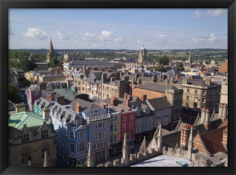 Framed High Street and Christchurch College, Oxford, England Print