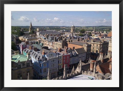 Framed High Street and Christchurch College, Oxford, England Print