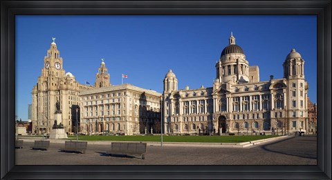 Framed Liver, Cunard, and Port of Liverpool Buildings, Liverpool, Merseyside, England Print