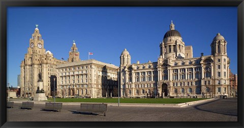 Framed Liver, Cunard, and Port of Liverpool Buildings, Liverpool, Merseyside, England Print