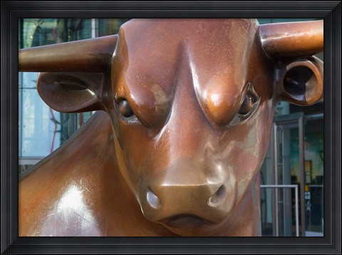 Framed Statue of a Bull, Bull Ring, Birmingham, England Print