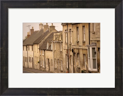 Framed High Street Buildings, Cotswold Village, Gloucestershire, England Print