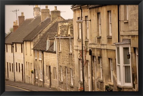 Framed High Street Buildings, Cotswold Village, Gloucestershire, England Print