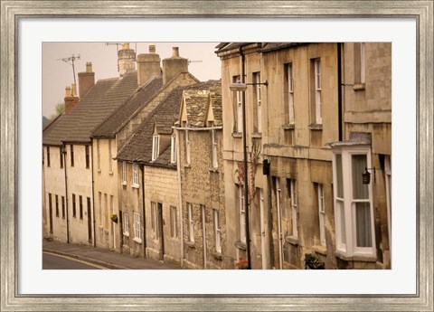 Framed High Street Buildings, Cotswold Village, Gloucestershire, England Print