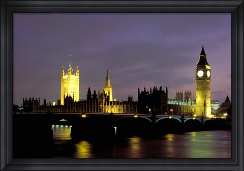 Framed Big Ben and the Houses of Parliament at Night, London, England Print
