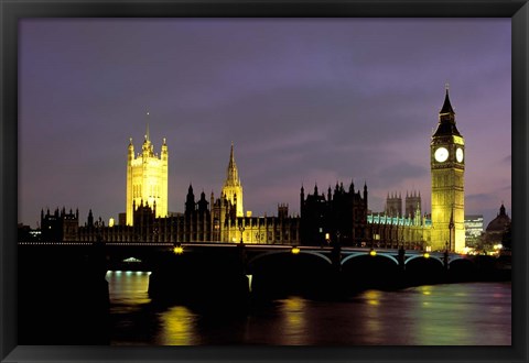 Framed Big Ben and the Houses of Parliament at Night, London, England Print