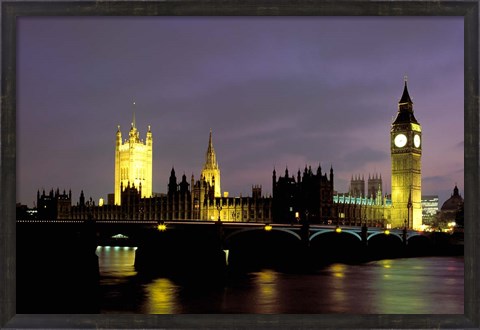 Framed Big Ben and the Houses of Parliament at Night, London, England Print