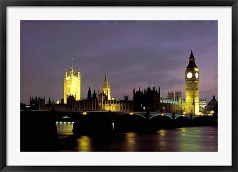 Framed Big Ben and the Houses of Parliament at Night, London, England Print