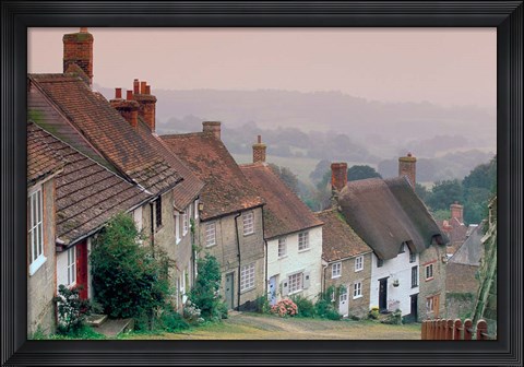 Framed Town Architecture, Shaftesbury, Gold Hill, Dorset, England Print
