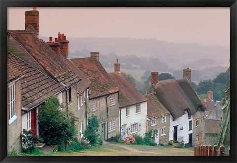 Framed Town Architecture, Shaftesbury, Gold Hill, Dorset, England Print