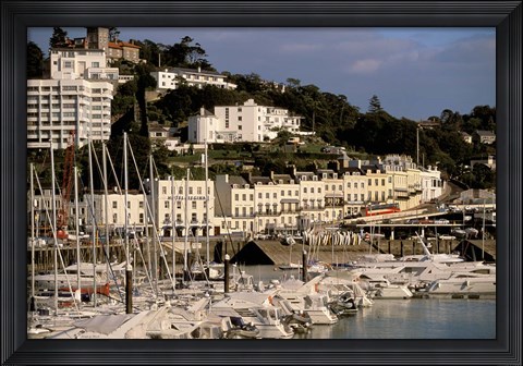 Framed View of Marina and Town from Torquay Pier, Torquay, Devon, England Print
