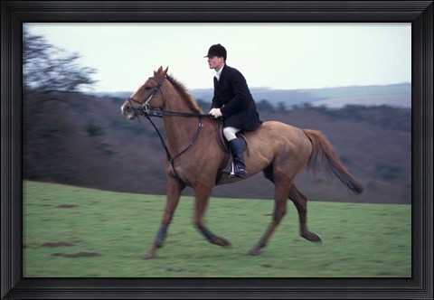 Framed Horseback riding, Leicestershire, England Print